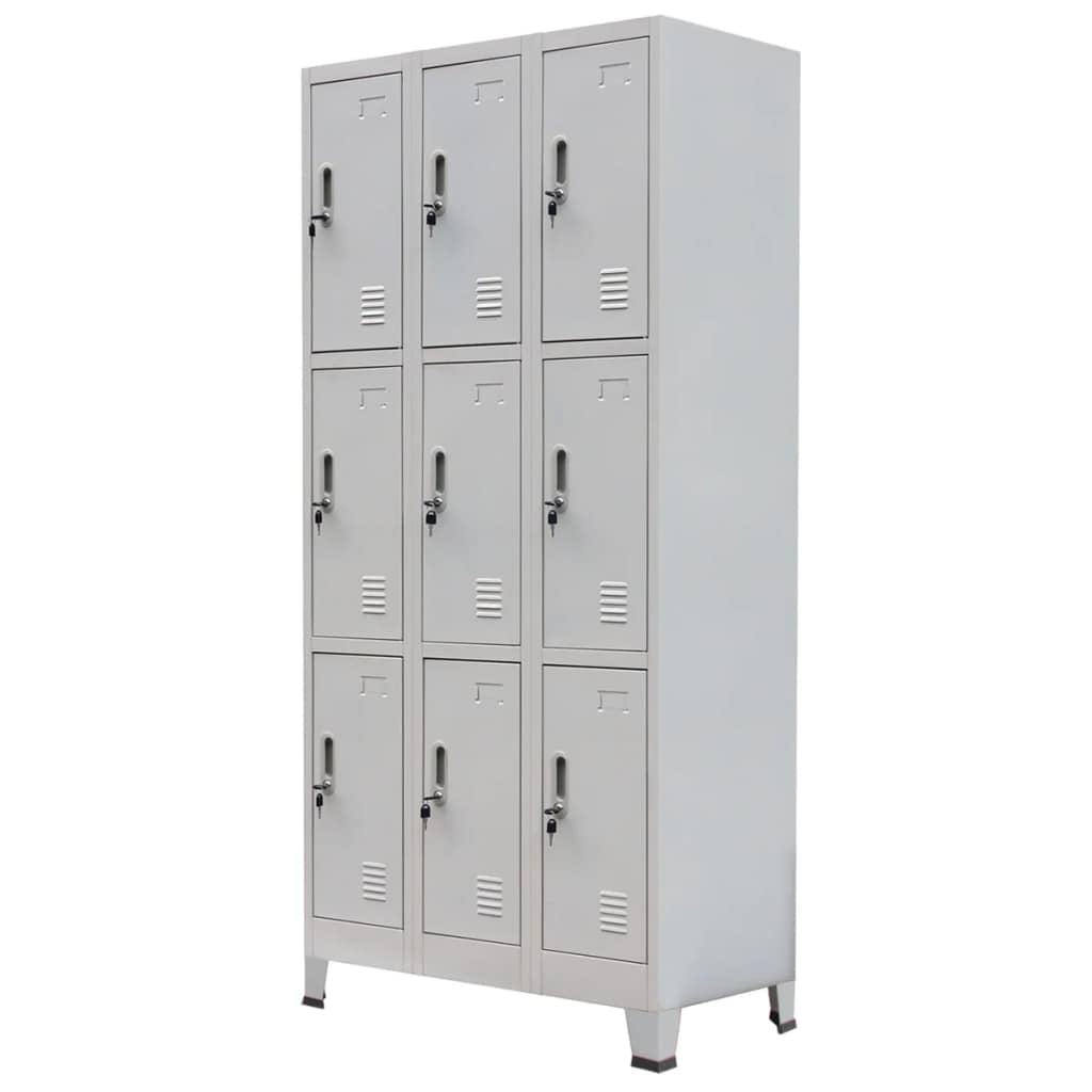 Kepooman 35.4" Home Office Metal Lockable Storage Locker with 9 Compartments, Gray