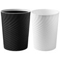 thumbnail image 1 of Office Trash Can Simple Look Design Plastic Waste Bin 2Pcs Black Circular Shape Storage for Bedroom Hotel, 1 of 5