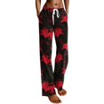 thumbnail image 6 of Women's Drawstring Halloween Pajama Pants Bat Print Elastic Waist Wide Leg Loose Casual Lounge Trousers for Fall Sleepwear Daily Comfort Red S, 6 of 7