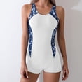 thumbnail image 2 of Lcziwo Women One-Piece Boyleg Swimsuit Tummy Control Comfy Bathing Suits Slim Fit Printed Athletic Surfing Swimwear White,XL, 2 of 6