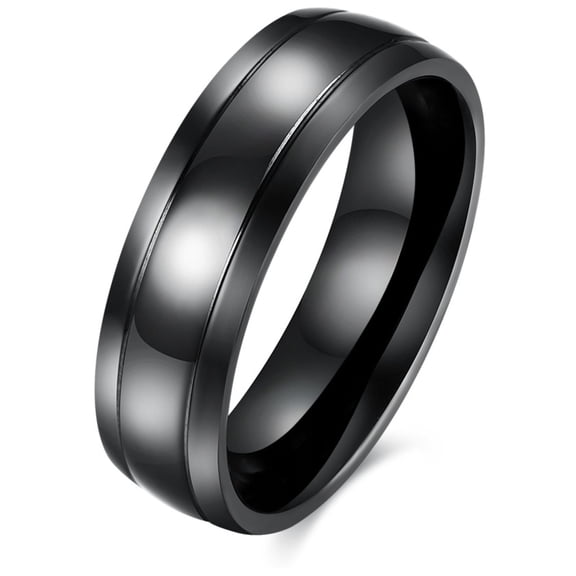 6mm Stainless Steel Black Wedding Band Ring Women Men Ginger Lyne Collection