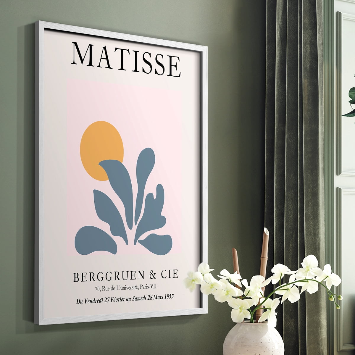 Matisse DVIII Framed Print in White Solid Wood Framed Print No Nail Hanging