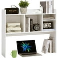 thumbnail image 3 of Desktop Bookshelf, Wooden Desk Storage Hutch with 6 Shelves for Computer Desk, 3-Tier Desktop Display Organizer Rack for Office Home (White), 3 of 6