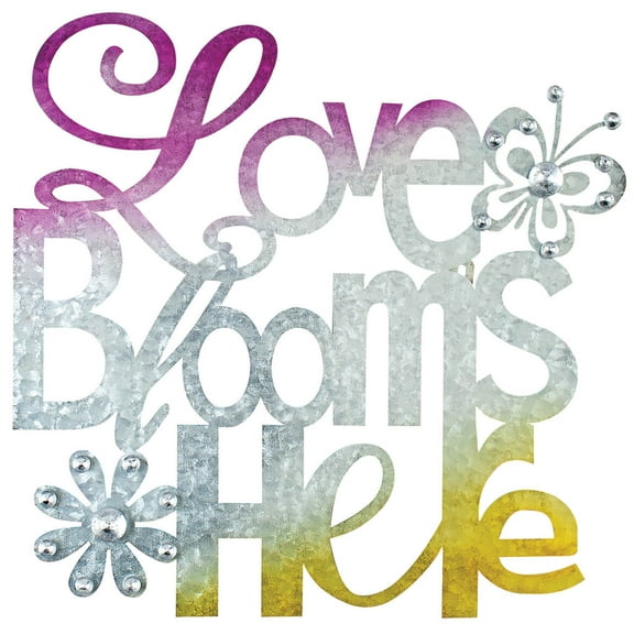 Love Blooms Here Metal Sign by Fox River Creations