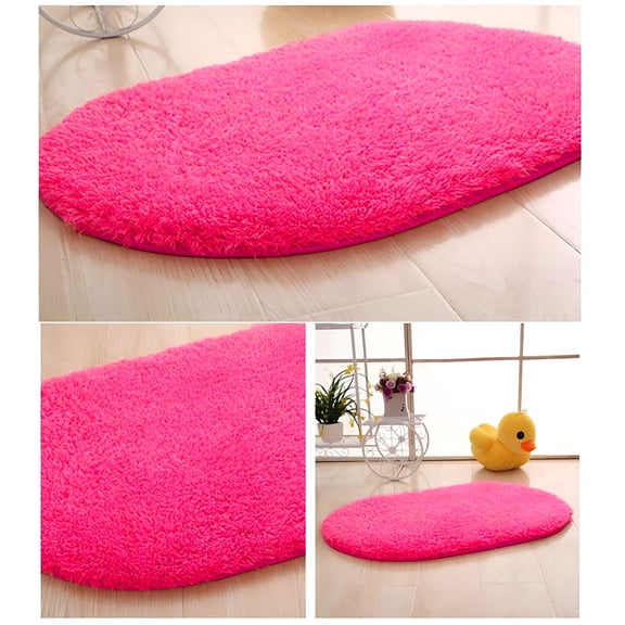 RLESO Extra Soft Microfiber Bathroom Rug,Non Plush Shaggy Machine Wash,Hot Pink