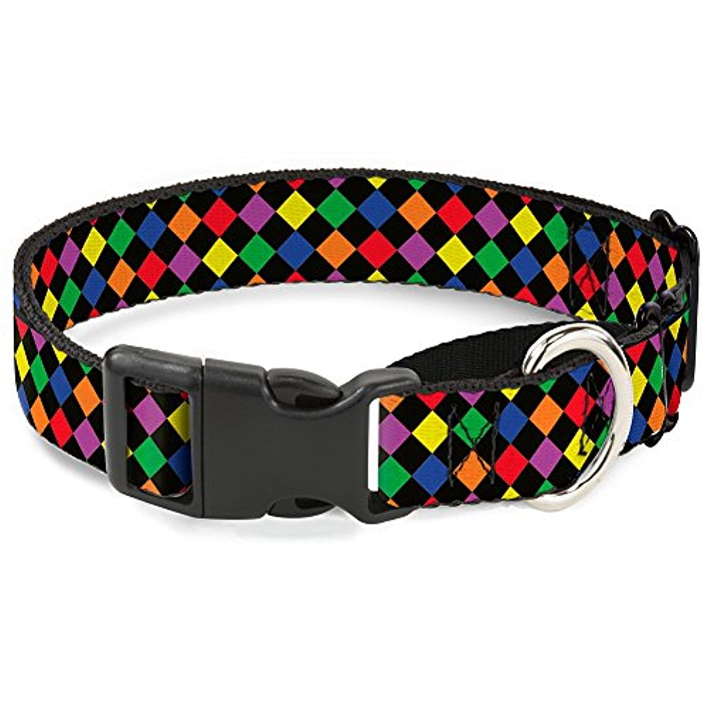 Buckle-Down Diamonds Black Multi Neon Martingale Dog Collar