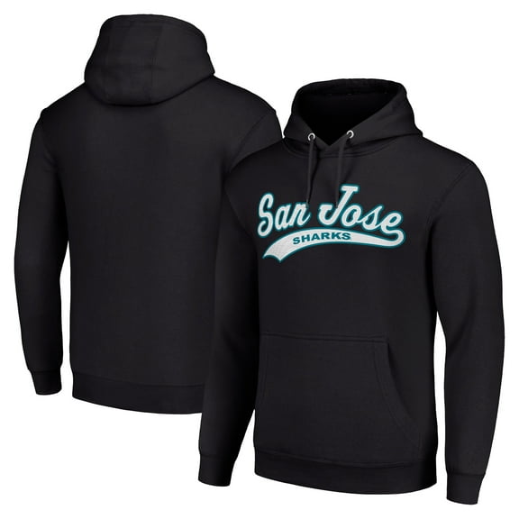 Men's Starter Black San Jose Sharks Tailsweep Fleece Tri-Blend Pullover Hoodie