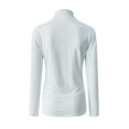 thumbnail image 7 of YEJIMAN White Womens Shirts, Polyester,Spandex Cute T Shirts, Women Casual Solid Long Sleeve Mock Turtleneck Blouse Tops Slim Fit Stretchy Layer Tee Shirts, 7 of 7