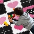 thumbnail image 6 of CURLYOOT Love Heart Rug for Living Room Bedroom, 4x6 Ft Washable Area Rug, Non Slip Rugs for Entryway, Checkerboard Large Carpet for Indoor Dining Room, 6 of 8