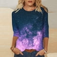 thumbnail image 2 of YanHoo Femmes Tuniques à Manches 3/4 Hauts à Manches 3/4 T-Shirts Graphiques Chemises Manches 3/4 Hauts et Chemisiers pour Dames Liquidation Soldes Hauts à Col Rond pour Femmes Économies d'Été 2025 Argent, 2 of 4