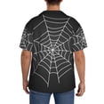 thumbnail image 3 of Balery A Web With A Spider Men's Casual Button Down Shirt Short Sleeve Textured Summer Cuban Beach Shirts-Small, 3 of 5