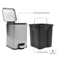thumbnail image 4 of Bote De Basura Cuadrado 6l Plateado Home Styles, 4 of 9