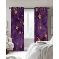 thumbnail image 4 of Purple Starry Sky Blackout Curtains for Bedroom Living Room Darkening Curtains 54 Inch Long Yellow Retro Star Short Curtain for Small Window Treatment Thermal Insulated Grommet Drapes 42"x54"x2, 4 of 9