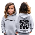 thumbnail image 2 of Grblisyd Boys Girls Graphic Hoodies Cute JESUS LOVES YOU Letter Print Long Sleeve Pullover Hoodie Sweatshirt, 2 of 6