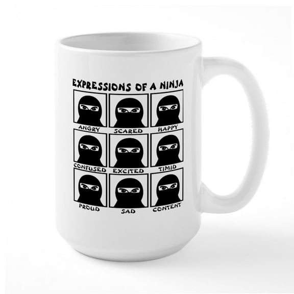 CafePress - Expressions Of A Ninja Large Mug - 15 oz Ceramic Large White Novelty Mug