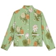 thumbnail image 4 of Jackets for Women Winter Coat Jackets Flannel Stand Collar Jacket(Floral Green Background Design,Size:S-4XL), 4 of 7