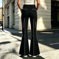 thumbnail image 2 of Ulitacool Teen Pants For Girls 9-10 Years Empire Waist Slim Leg Casual With Modern Flared Trousers For Everyday Wear Clothing Black, 2 of 4