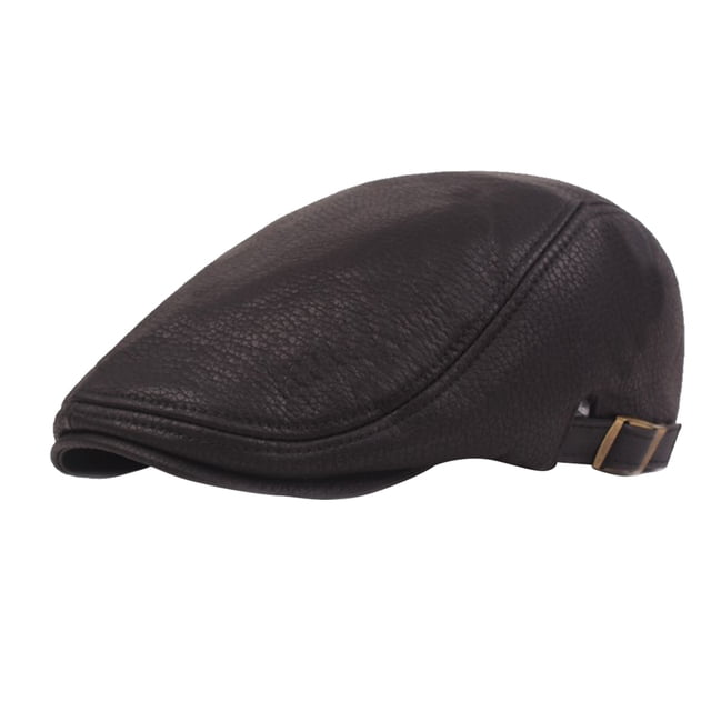 Qarigey Boinas masculinas Gorra de estilo francés Ajustable PU Sombrero de cuero Newsboy Gorras Casual Moda Algodón Sombreros Decoración Pintor Otoño Sombreros Negro Ajustable Qarigey AP013441-01