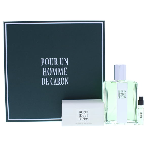 Pour Un Homme De Caron by Caron for Men - 3 Pc Gift Set 4.2oz EDT Spray, 2ml EDT Spray, 5.3oz Soap