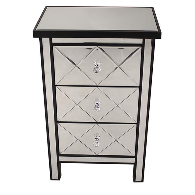 Emmy 3-Drawer Mirrored Accent Cabinet - Black