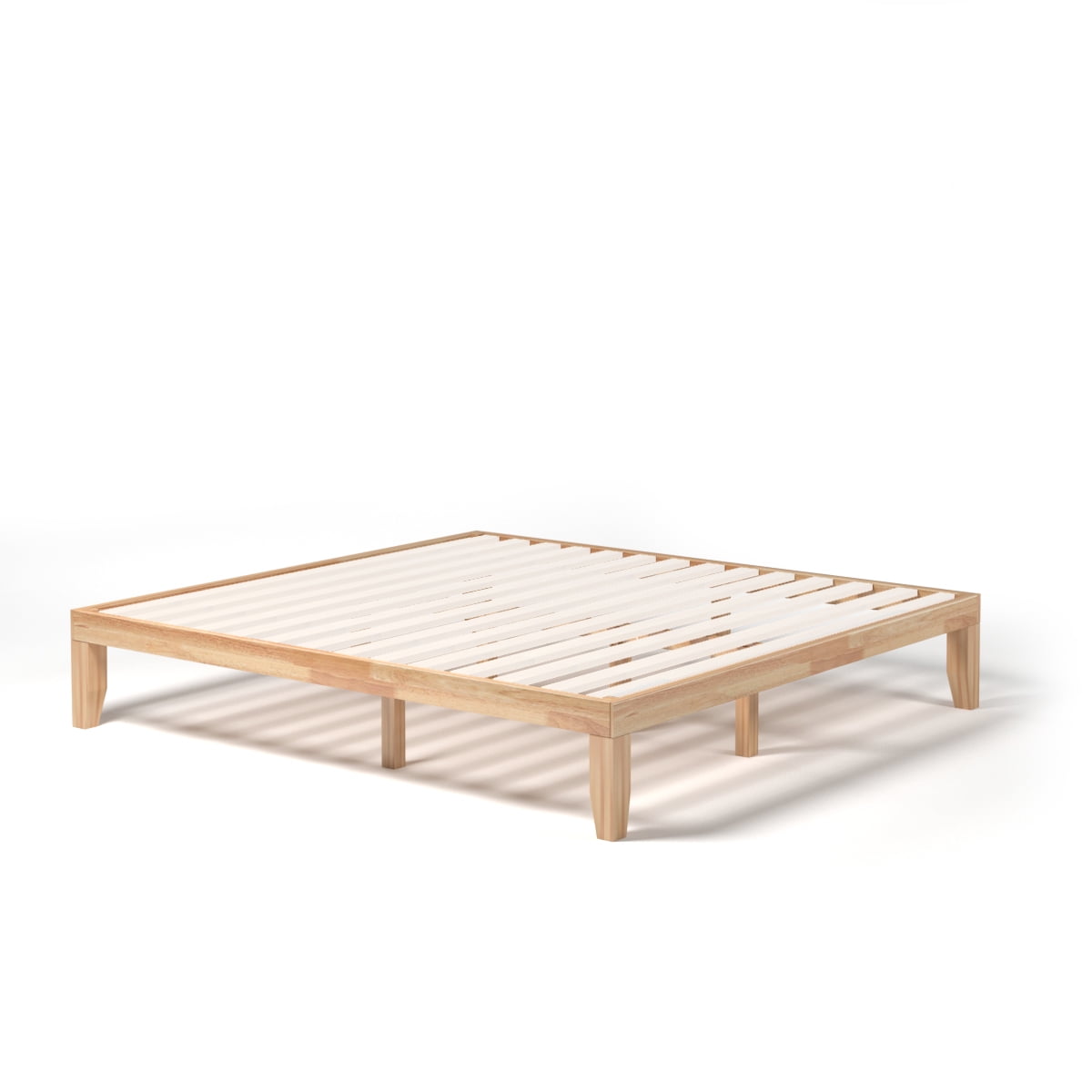 King Size 14" Wooden Bed Frame Mattress Platform Wood Slats for Home Natural