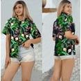 thumbnail image 3 of LA LEELA Women's Casual Beach Short Sleeve Blouse Shirt Blouses Button Down Dress Tops Tee Hawaiian Shirts for Women S Hibiscus, Blue, 3 of 4