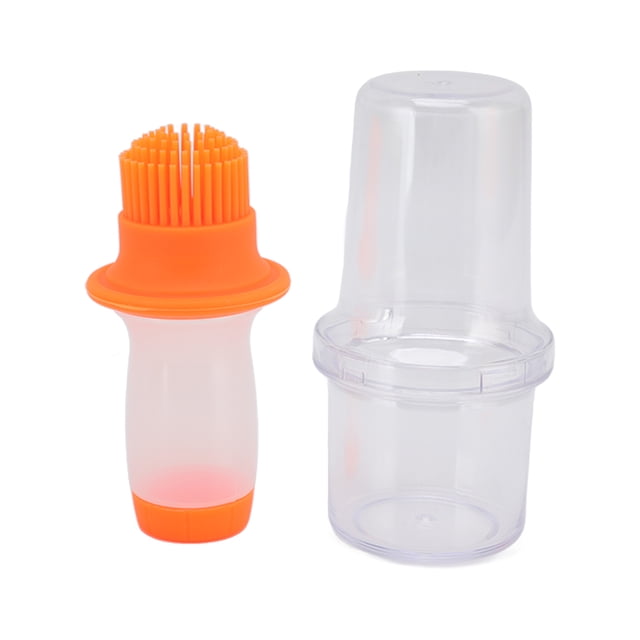 Botella dispensadora de aceite con cepillo exprimible de silicona, dispensador de aceite de cocina con aislamiento térmico uniforme de 60ml con de pp para la familia