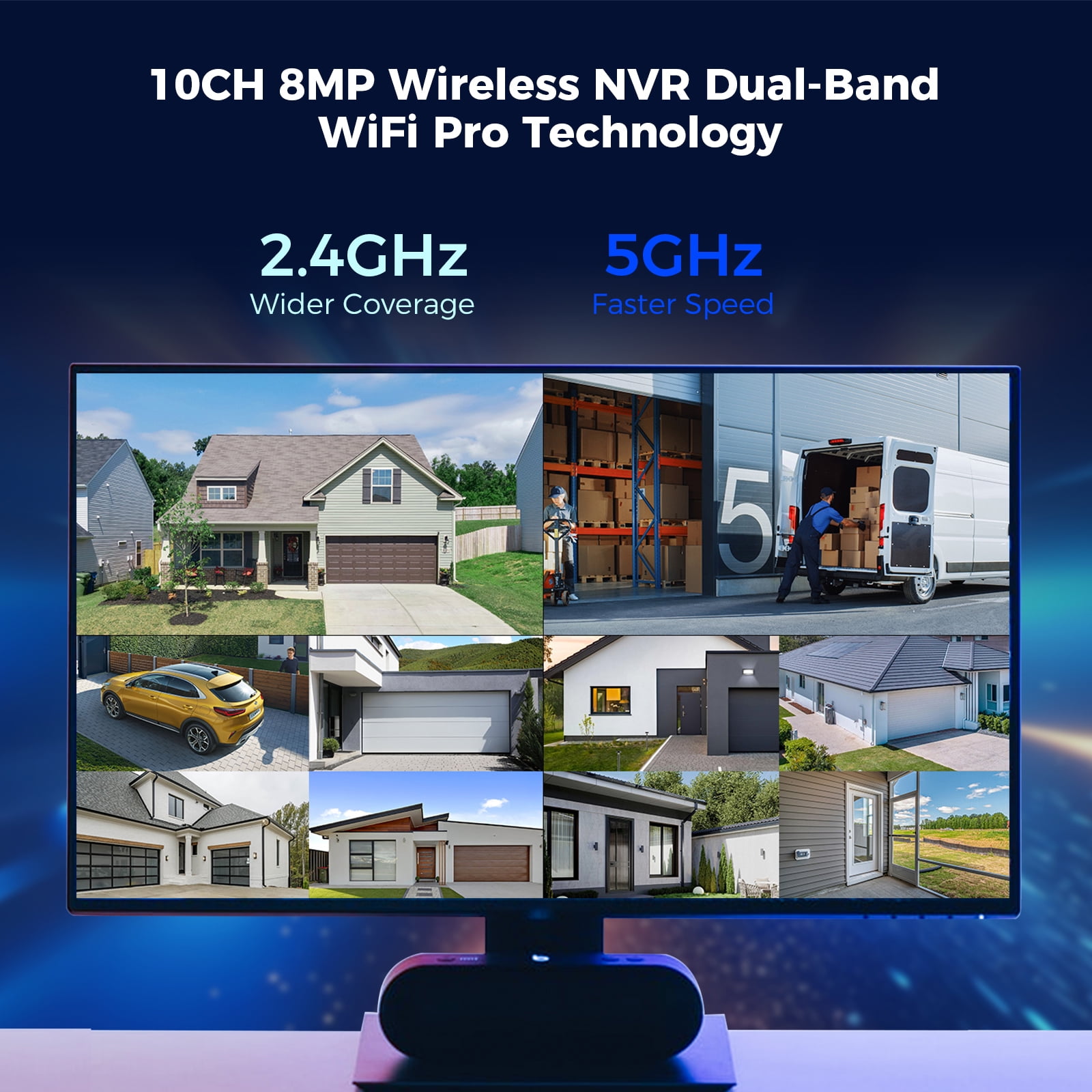 Hiseeu Wireless Camera System, 10CH Expandable 4K Security NVR, 4Pcs 3MP Outdoor Cameras, 2-Way Audio, Human Detection, IP66 Waterproof, 500GB HDD 2.4/5.8GHz WiFi Pro-tech