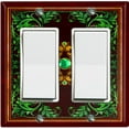 thumbnail image 1 of Metal Light Switch Plate Cover Elegant Maroon Green Leaf Damask Frame FRA027, 1 of 13