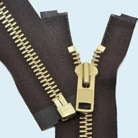 36" Chaps Zipper YKK #10 Brass ~ Separating ~ 570 Brown (1 Zipper)