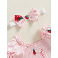 thumbnail image 6 of Baby Toddler Girls Rompers Dress 3 6 9 12 18 Months Strawberry Print Short Sleeve Skirt Hem Infant Bodysuits Jumpsuits with Headband, 6 of 9