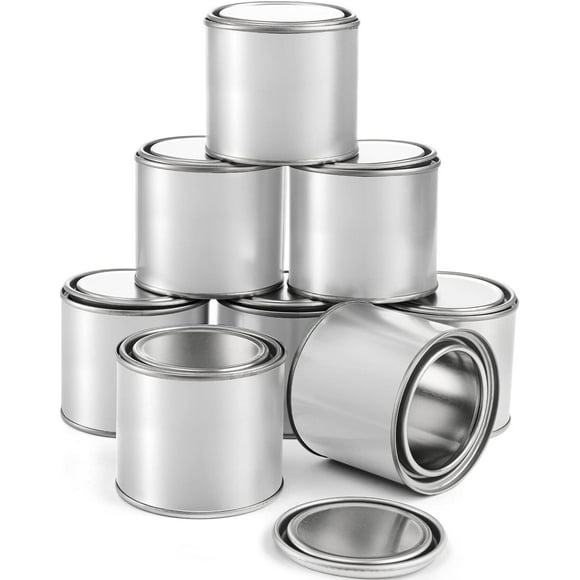8 Pack Metal Paint Cans, 1/2 Empty Pint Size Paint Buckets, Half Pint Storage Container with Lids for Solvents, Paints or Craft Projects