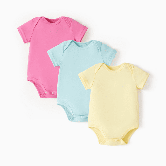 PatPat Justaucorps à Manches Courtes en Coton Uni Menthe Coloré pour Bébé