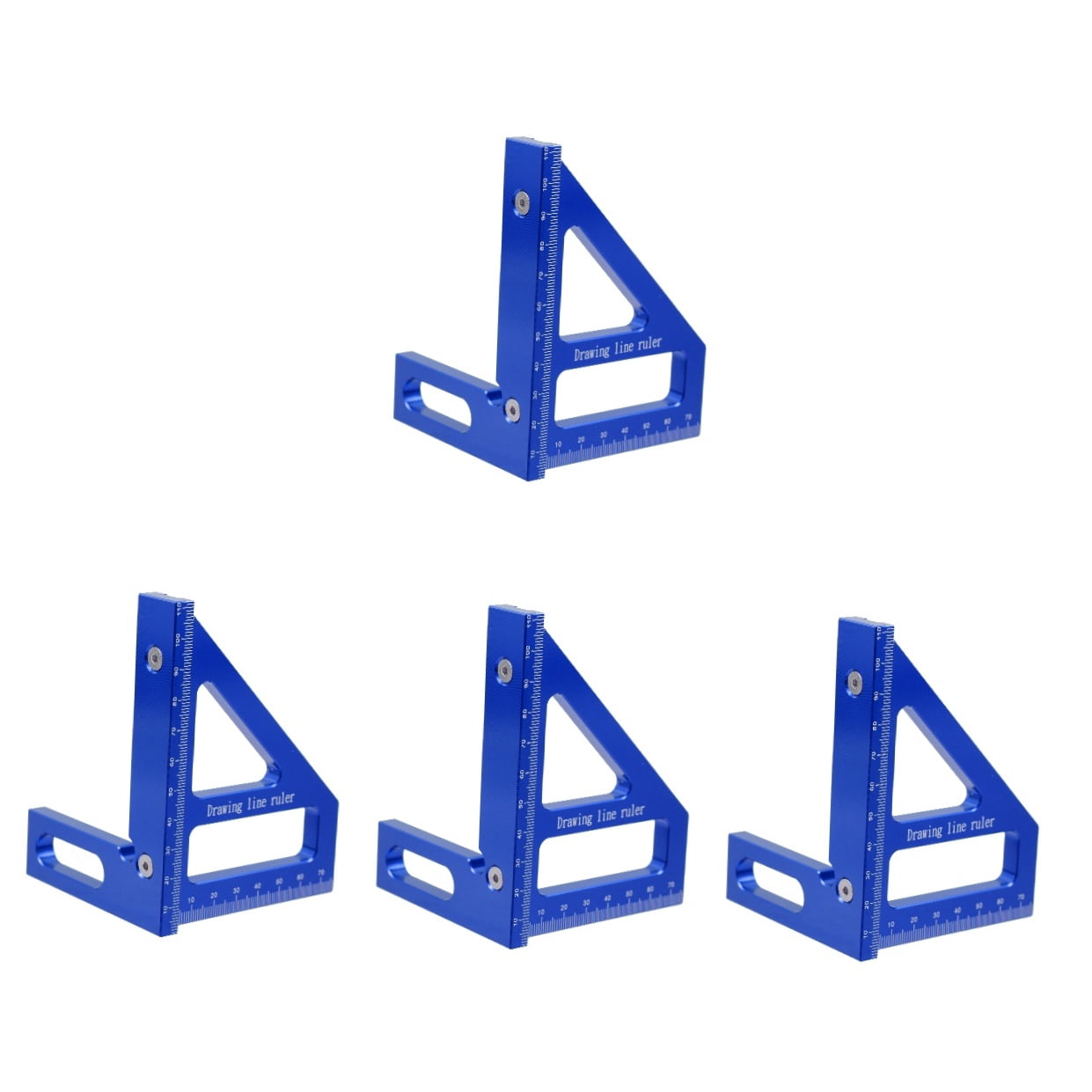 4-Piece Multi-Angle Measuring Ruler Set with Straight Edge and Carpentry Triangle for Precise Woodworking