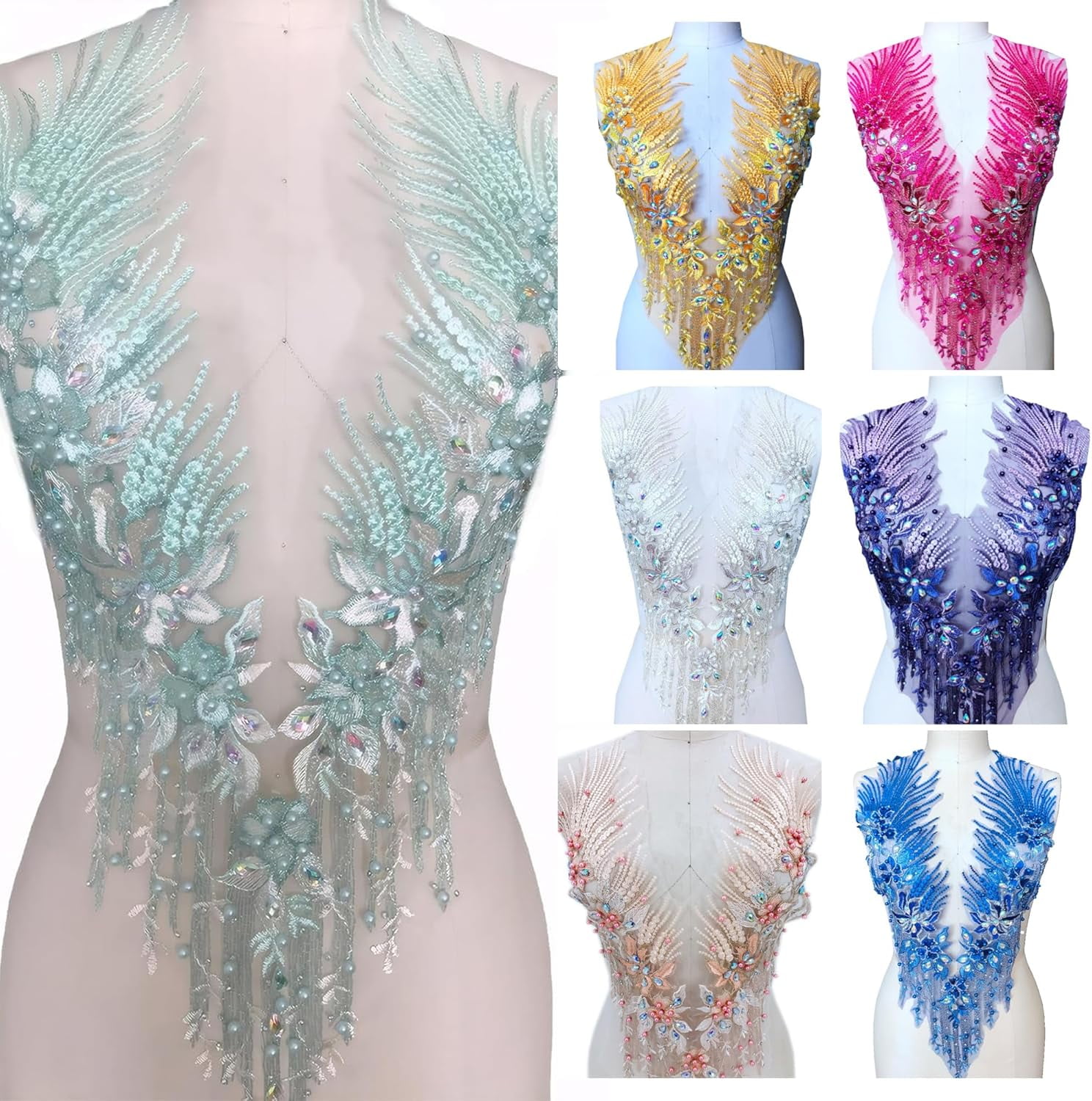 Purple 3D Lace Rhinestone Applique