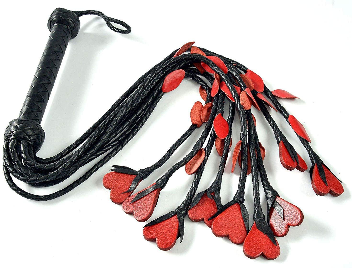 4 to 12 Feet whip 12 Plaits top Cowhide Leather Heavy Duty PRO red & black 
