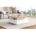 thumbnail image 4 of Noble House Square Rotating Coffee Table,360° Rotating High-Gloss Top,White + Oak, 4 of 7