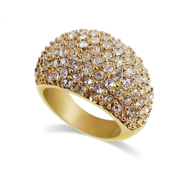 Milangirl High Quality 14K Yellow Gold Bling Female Alloy Rings for Women Wedding Engagement Fashion Jewelry Accessories