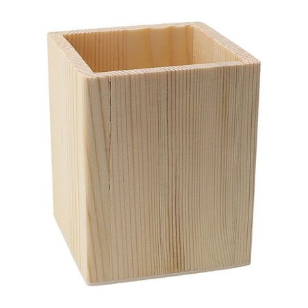 

Wooden Pen Pot Holder Pencil Desk Organizer Stationery-Makeup Brush Box