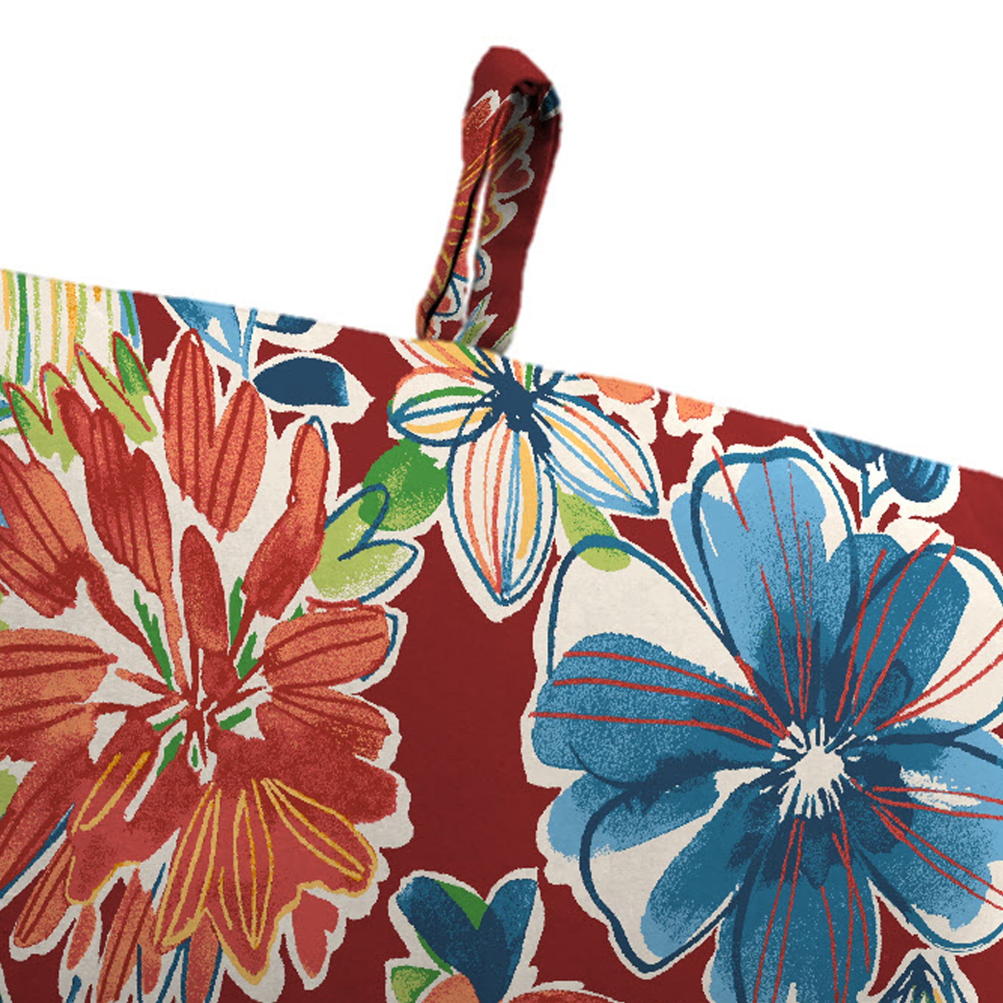 Jordan Manufacturing 44" x 22" Colsen Berry Red Floral Rectangular Outdoor Chair Cushion with Ties and Hanger Loop