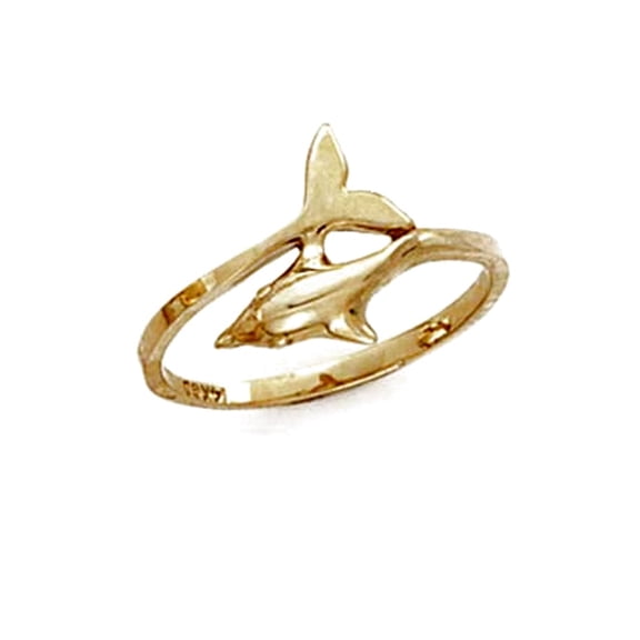 14k Yellow Gold Dolphin Ring Size 7.0 Ring for Women - 2.6 Grams