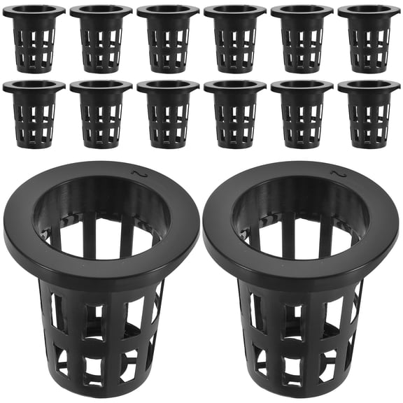 Tineasur Hydroponic Mesh Pots Black Plastic Hollow Design for Indoor Gardening 50Pcs