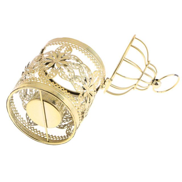 thinsony Electroplated Metal Birdcage Shape Tea Light Candle Holder E-Gold