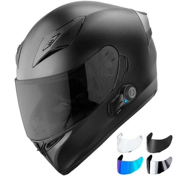 Bluetooth Motorcycle Helmet Full Face DOT Bike Helmet with Bluetooth for Men Women Extra Visors