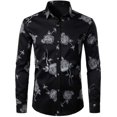 thumbnail image 3 of Nueva camisa de moda para hombre con estampado 3D de flores, solapa con botones, camisa de manga larga, ropa de fiesta, diseño de estilos, camisas cómodas, 3 of 5