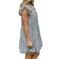 thumbnail image 4 of STARVNC Women Solid Color Crew Neck Ruffled Short Sleeve Dress, 4 of 5