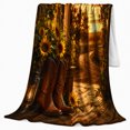 thumbnail image 2 of Country Sunset Barn Door Sunflower Cowboy Boots Scene, Rustic Farmhouse Horse Scene, Warm Flannel Blanket for Ranch House and Living Room, Horse Lovers Housewarming Gift, Rustic Home Decor, 2 of 9