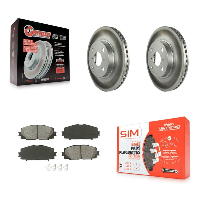 Transit Auto Front Coated Disc Brake Rotors and Semi-Metallic Pads Kit for Car Toyota Yaris Prius C Scion iQ KGS-100359