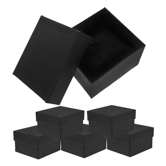 IDEANATEGRATE 6Sets Watch Collection Box for Men Black Paperboard Presentation Boxes Travel Convenience 8.5x8x5.2in