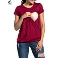 thumbnail image 3 of PULLIMORE Women Summer Short Sleeve Maternity Nursing Shirt Breastfeeding Top Blouse T-Shirts (M, Red), 3 of 7